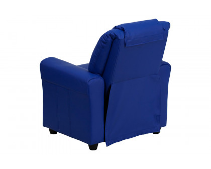 BLNK Vana Vinyl Contemporary Kids Recliner with Cup Holder and Headrest - Blue