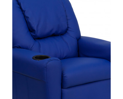 BLNK Vana Vinyl Contemporary Kids Recliner with Cup Holder and Headrest - Blue