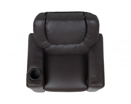 BLNK Vana LeatherSoft Contemporary Kids Recliner with Cup Holder and Headrest - Brown