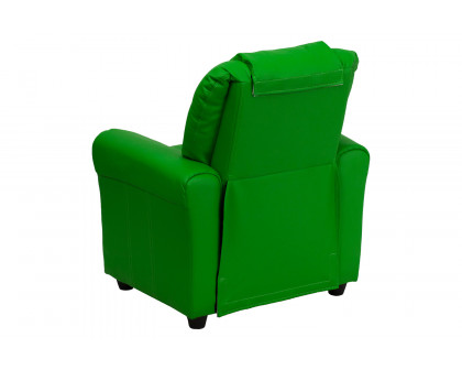 BLNK Vana Vinyl Contemporary Kids Recliner with Cup Holder and Headrest - Green