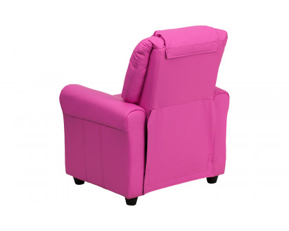 BLNK Vana Vinyl Contemporary Kids Recliner with Cup Holder and Headrest - Hot Pink