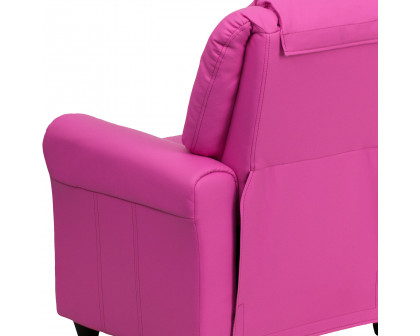 BLNK Vana Vinyl Contemporary Kids Recliner with Cup Holder and Headrest - Hot Pink