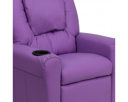 BLNK Vana Vinyl Contemporary Kids Recliner with Cup Holder and Headrest - Lavender