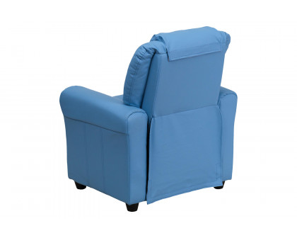 BLNK Vana Vinyl Contemporary Kids Recliner with Cup Holder and Headrest - Light Blue