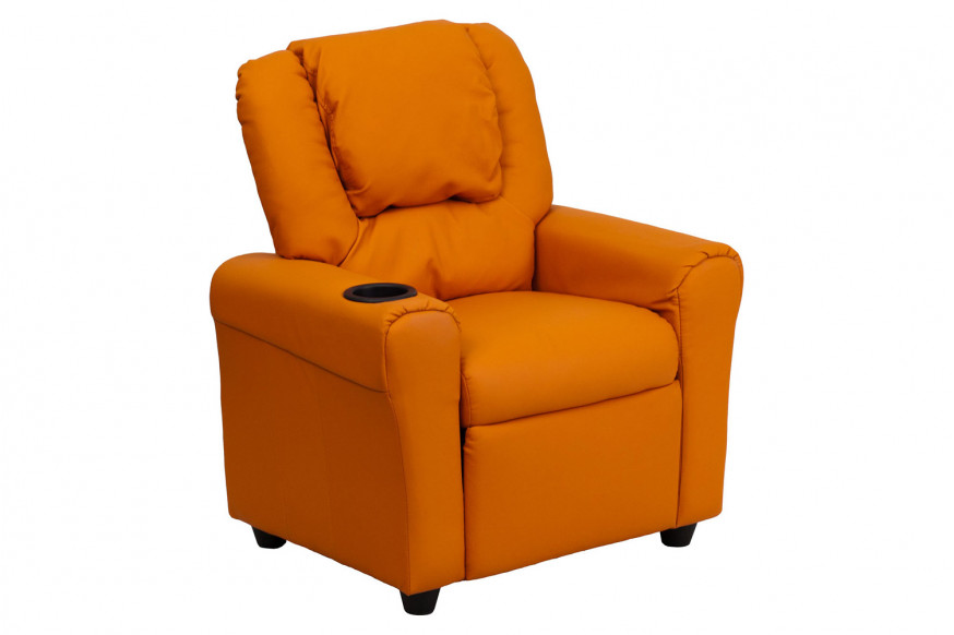 BLNK™ Vana Vinyl Contemporary Kids Recliner with Cup Holder and Headrest - Orange