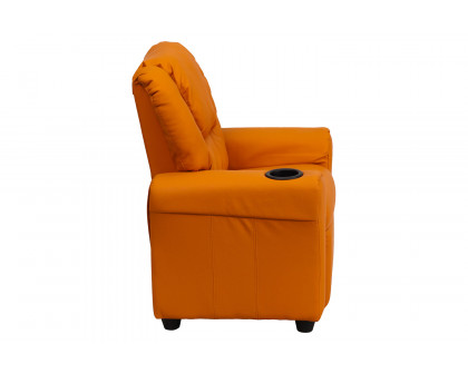 BLNK™ Vana Vinyl Contemporary Kids Recliner with Cup Holder and Headrest - Orange