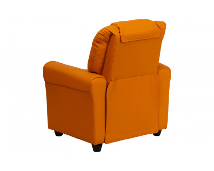 BLNK™ Vana Vinyl Contemporary Kids Recliner with Cup Holder and Headrest - Orange