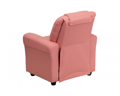 BLNK Vana Vinyl Contemporary Kids Recliner with Cup Holder and Headrest - Pink