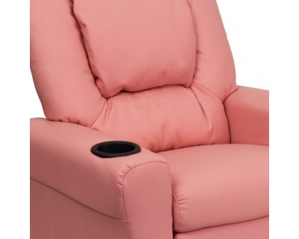 BLNK Vana Vinyl Contemporary Kids Recliner with Cup Holder and Headrest - Pink