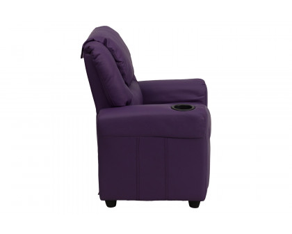 BLNK Vana Vinyl Contemporary Kids Recliner with Cup Holder and Headrest - Purple