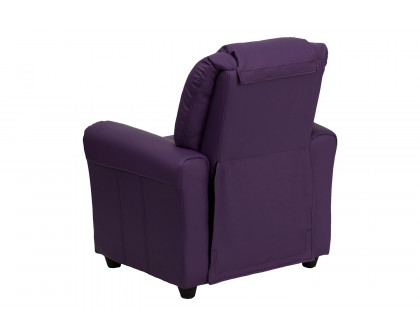 BLNK Vana Vinyl Contemporary Kids Recliner with Cup Holder and Headrest - Purple