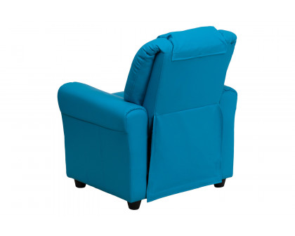 BLNK™ Vana Vinyl Contemporary Kids Recliner with Cup Holder and Headrest - Turquoise