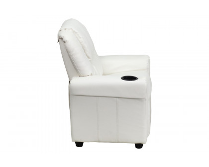 BLNK™ Vana Vinyl Contemporary Kids Recliner with Cup Holder and Headrest - White