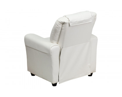 BLNK™ Vana Vinyl Contemporary Kids Recliner with Cup Holder and Headrest - White