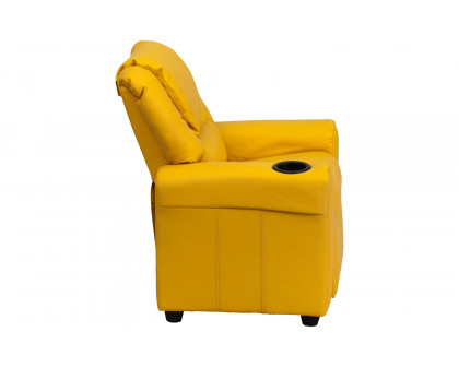 BLNK Vana Vinyl Contemporary Kids Recliner with Cup Holder and Headrest - Yellow