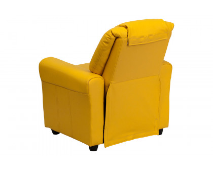 BLNK Vana Vinyl Contemporary Kids Recliner with Cup Holder and Headrest - Yellow