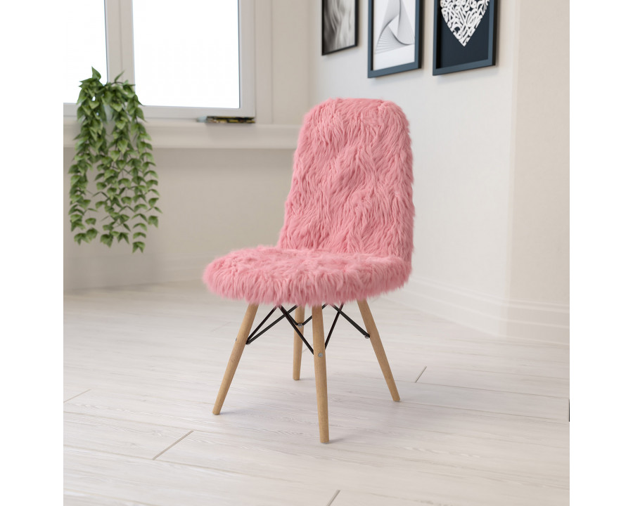 BLNK Calvin Shaggy Dog Accent Chair - Light Pink