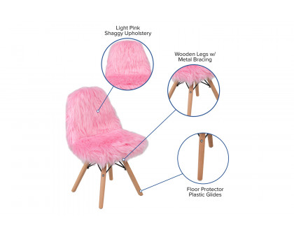 BLNK Cody Shaggy Faux Fur Accent Chair - Light Pink