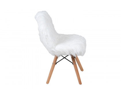 BLNK Cody Shaggy Faux Fur Accent Chair - White