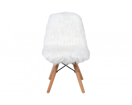 BLNK Cody Shaggy Faux Fur Accent Chair - White