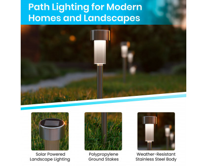 BLNK - Hartford Outdoor Stainless Steel LED Solar Lights 12 Pack