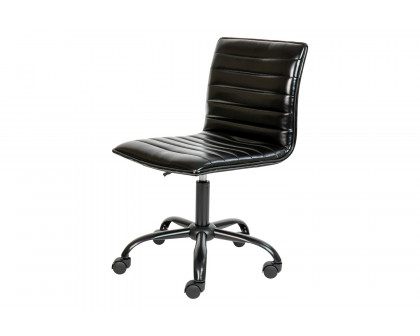 BLNK Alan Low-Back Designer Armless Ribbed Swivel Task Office Chair with Black Frame and Base