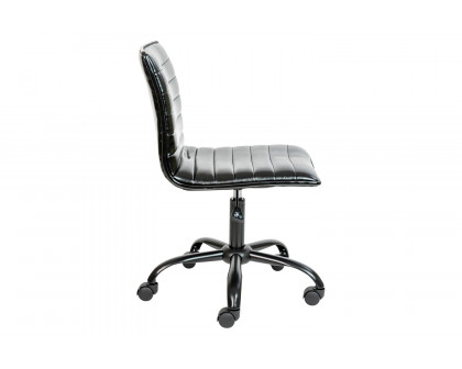 BLNK Alan Low-Back Designer Armless Ribbed Swivel Task Office Chair with Black Frame and Base - Black