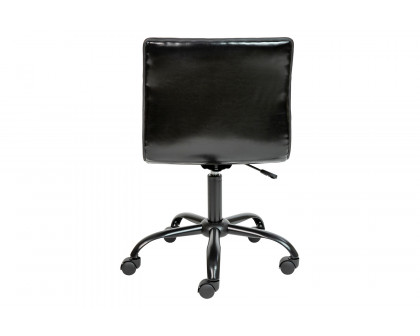 BLNK Alan Low-Back Designer Armless Ribbed Swivel Task Office Chair with Black Frame and Base - Black