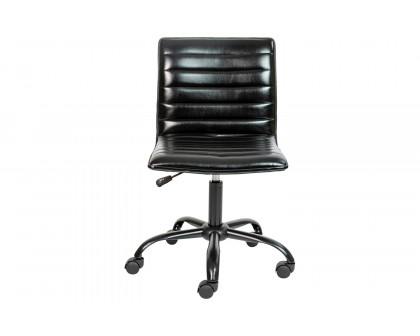 BLNK Alan Low-Back Designer Armless Ribbed Swivel Task Office Chair with Black Frame and Base - Black