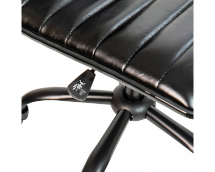 BLNK Alan Low-Back Designer Armless Ribbed Swivel Task Office Chair with Black Frame and Base - Black