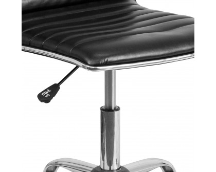 BLNK Alan Low-Back Designer Armless Ribbed Swivel Task Office Chair with Chrome Frame and Base - Black