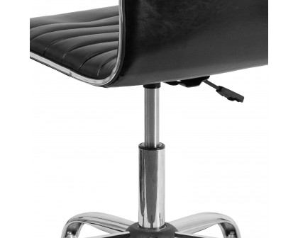 BLNK Alan Low-Back Designer Armless Ribbed Swivel Task Office Chair with Chrome Frame and Base - Black