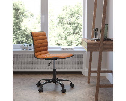 BLNK Alan Low-Back Designer Armless Ribbed Swivel Task Office Chair with Black Frame and Base