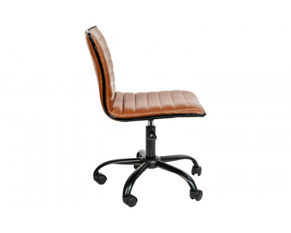 BLNK Alan Low-Back Designer Armless Ribbed Swivel Task Office Chair with Black Frame and Base - Brown