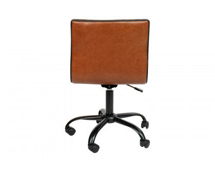 BLNK Alan Low-Back Designer Armless Ribbed Swivel Task Office Chair with Black Frame and Base - Brown