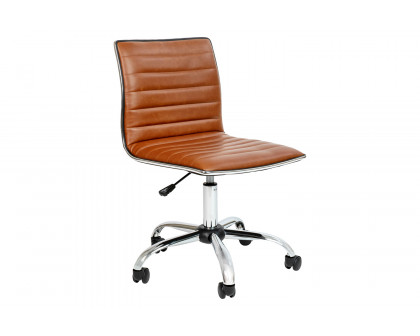 BLNK Alan Low-Back Designer Armless Ribbed Swivel Task Office Chair with Chrome Frame and Base