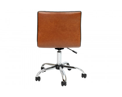 BLNK Alan Low-Back Designer Armless Ribbed Swivel Task Office Chair with Chrome Frame and Base - Brown