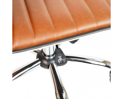 BLNK Alan Low-Back Designer Armless Ribbed Swivel Task Office Chair with Chrome Frame and Base - Brown