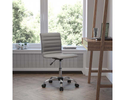 BLNK Alan Low-Back Designer Armless Ribbed Swivel Task Office Chair with Chrome Frame and Base