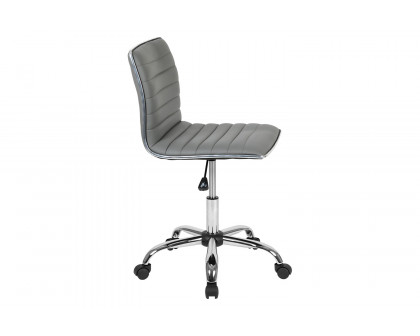 BLNK Alan Low-Back Designer Armless Ribbed Swivel Task Office Chair with Chrome Frame and Base - Light Gray