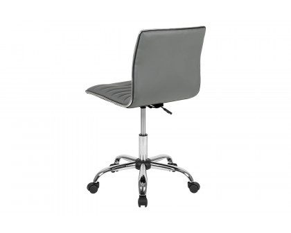 BLNK Alan Low-Back Designer Armless Ribbed Swivel Task Office Chair with Chrome Frame and Base - Light Gray