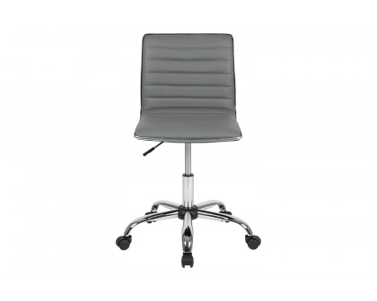 BLNK Alan Low-Back Designer Armless Ribbed Swivel Task Office Chair with Chrome Frame and Base - Light Gray