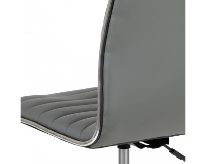 BLNK Alan Low-Back Designer Armless Ribbed Swivel Task Office Chair with Chrome Frame and Base - Light Gray