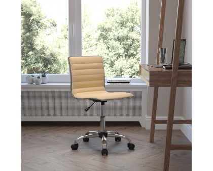 BLNK Alan Low-Back Designer Armless Ribbed Swivel Task Office Chair with Chrome Frame and Base