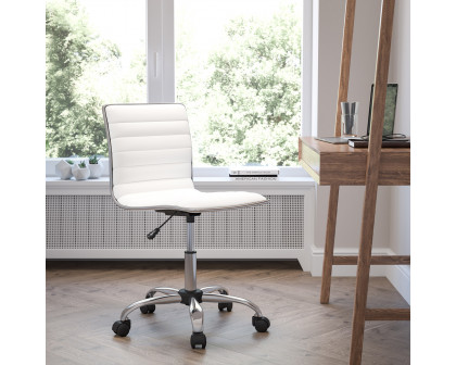 BLNK Alan Low-Back Designer Armless Ribbed Swivel Task Office Chair with Chrome Frame and Base