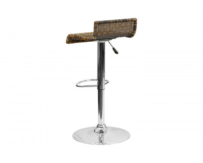 BLNK - Heyward Wicker Adjustable Height Bar Stool with Waterfall Seat and Chrome Base