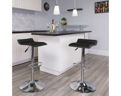 BLNK Dax Vinyl Adjustable Height Bar Stool with Solid Wave Seat and Chrome Base