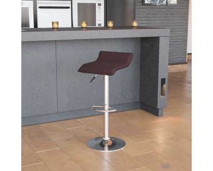 BLNK Dax Vinyl Adjustable Height Bar Stool with Solid Wave Seat and Chrome Base