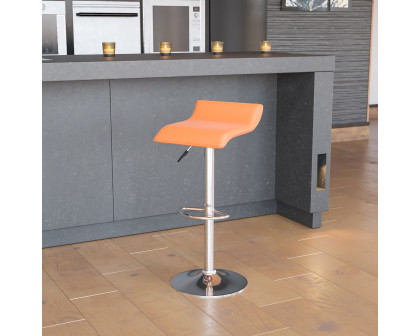 BLNK Dax Vinyl Adjustable Height Bar Stool with Solid Wave Seat and Chrome Base