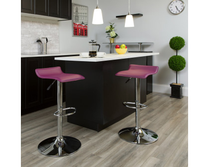 BLNK Dax Vinyl Adjustable Height Bar Stool with Solid Wave Seat and Chrome Base